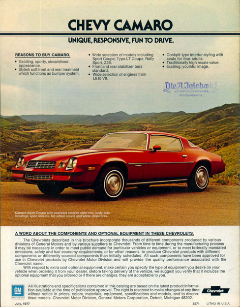 1978 Chev Camaro Brochure Page 7
